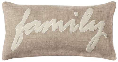 21" X 11" Tan Cotton Blend Zippered Pillow With Applique