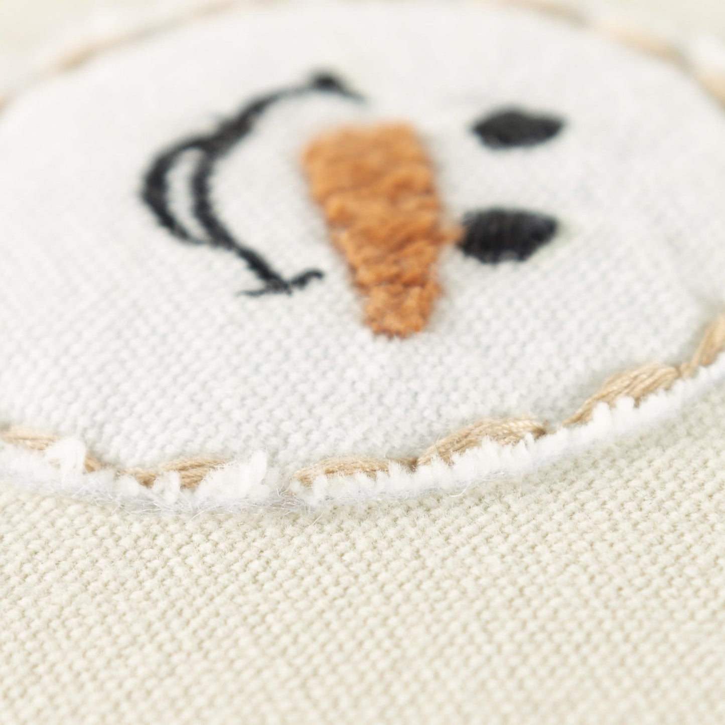 14" X 20" Beige and White Christmas Cotton Pillow With Applique,