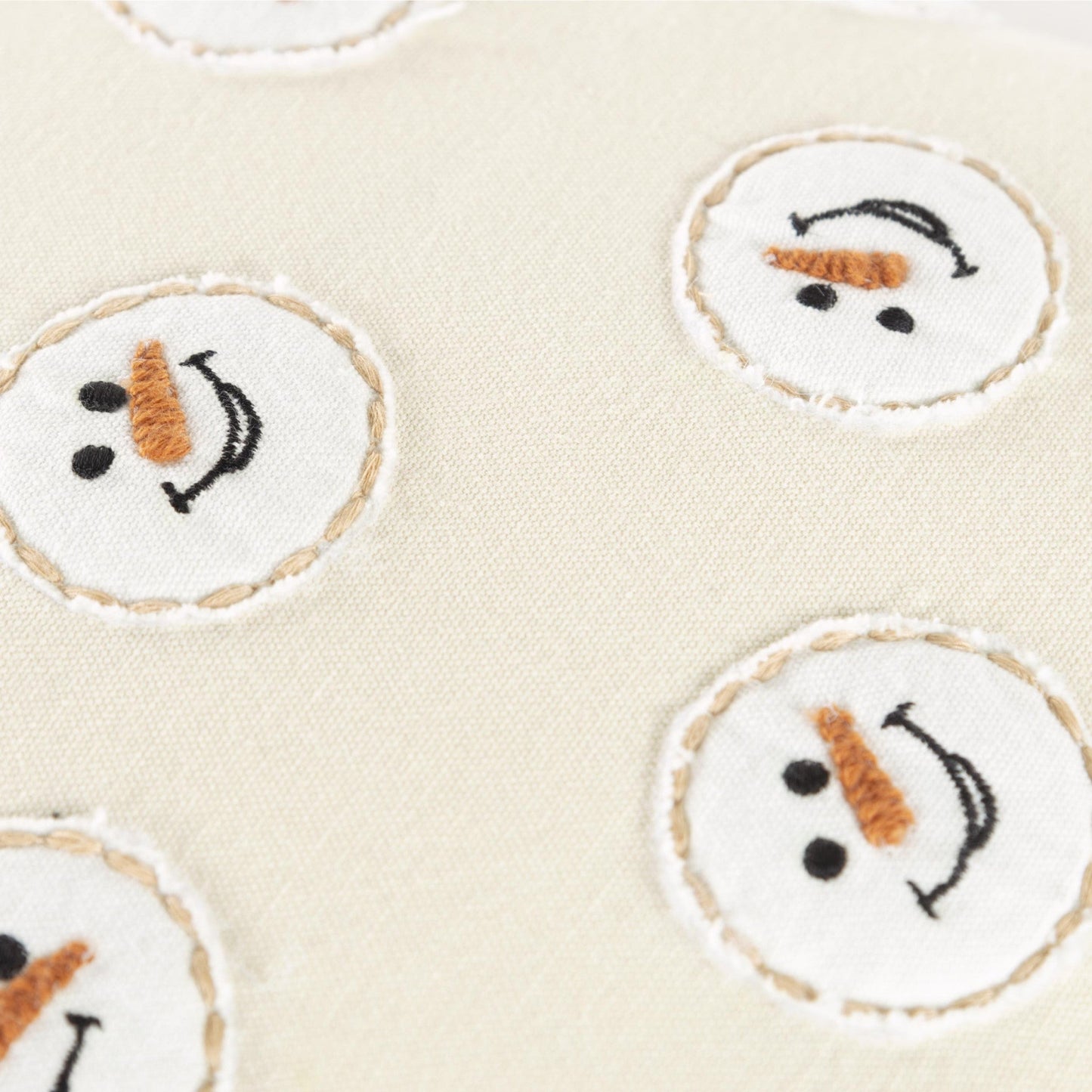 14" X 20" Beige and White Christmas Cotton Pillow With Applique,