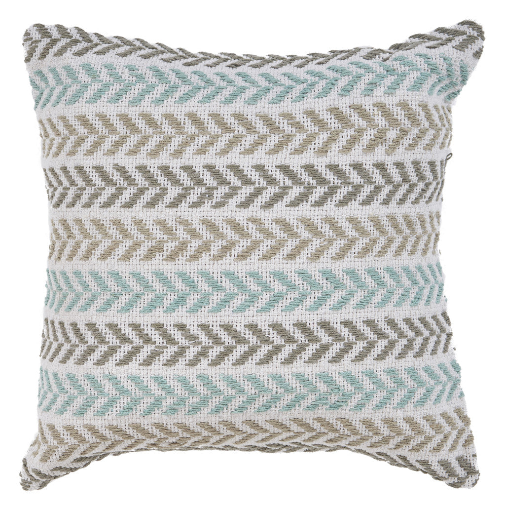 Set of Four 18" X 18" Yellow Beach Chevron Cotton Zippered Pillow