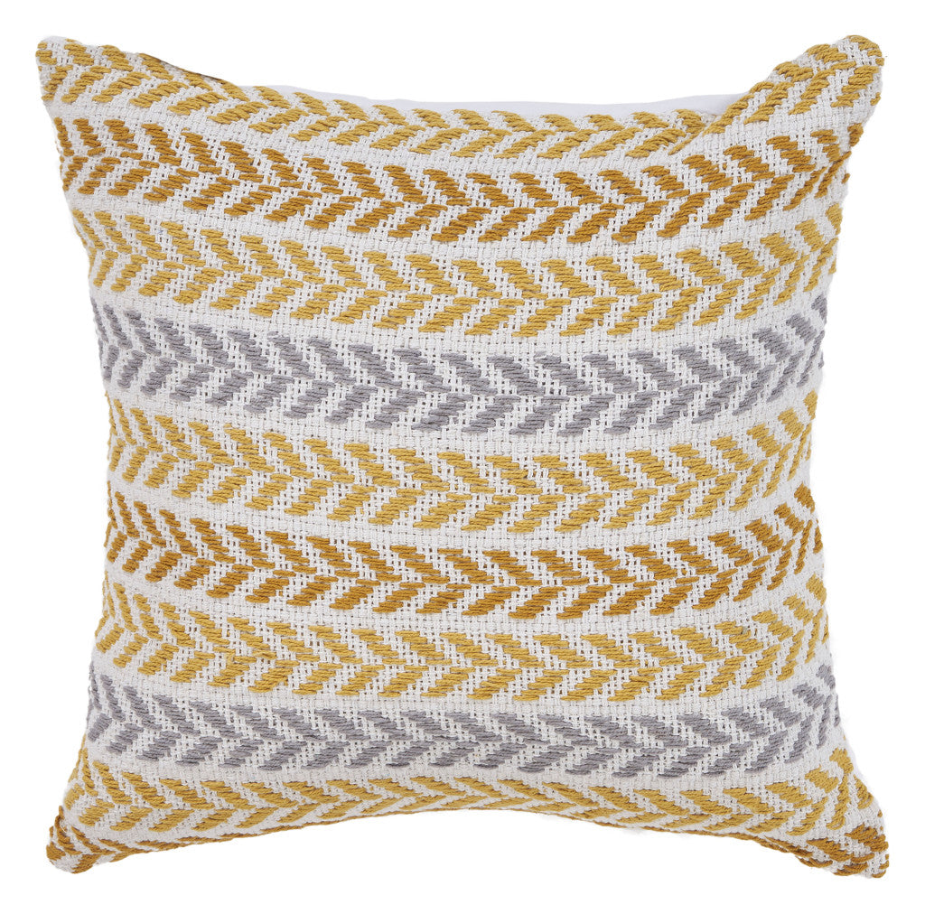Set of Four 18" X 18" Yellow Beach Chevron Cotton Zippered Pillow