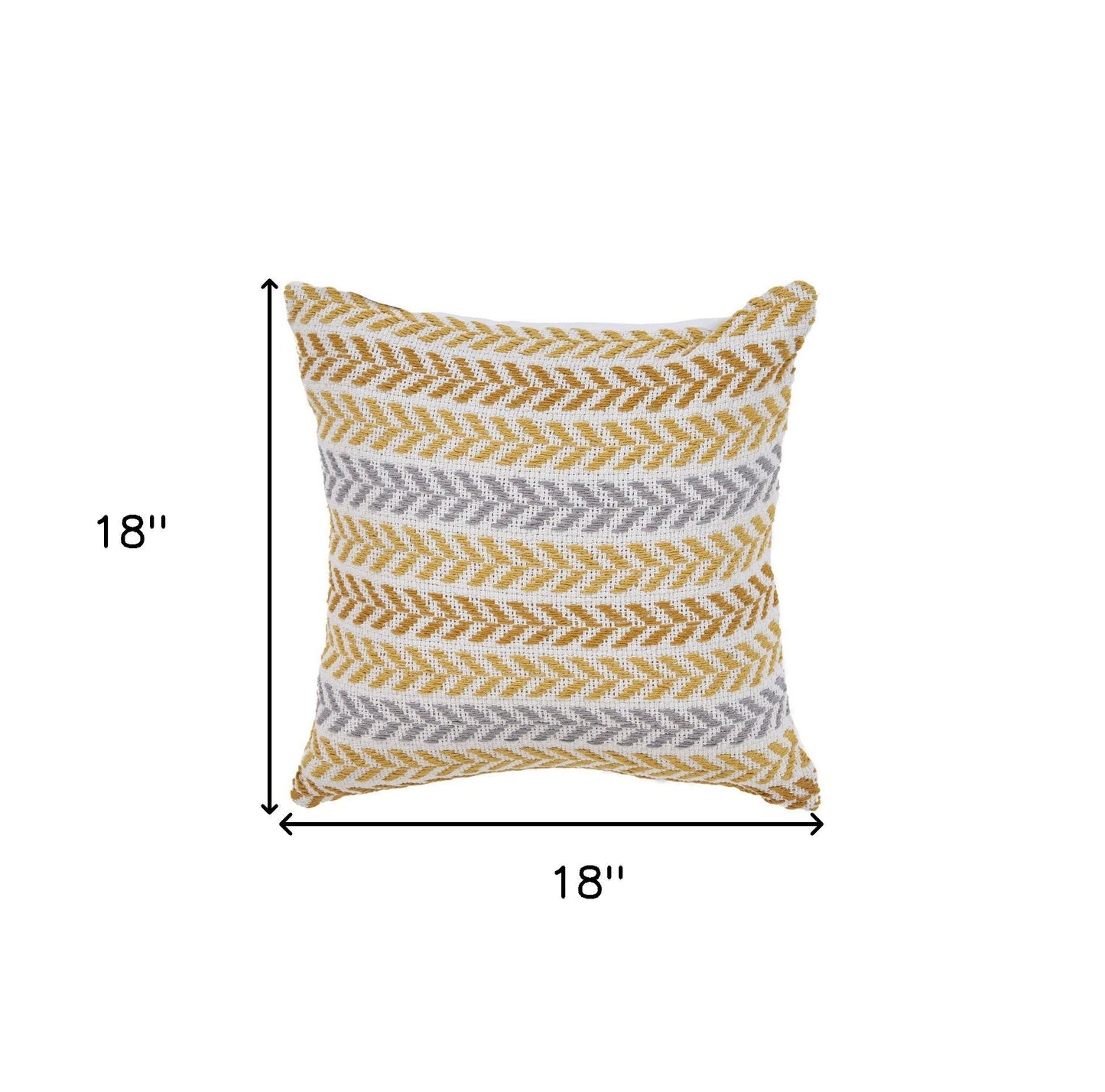 Set of Four 18" X 18" Yellow Beach Chevron Cotton Zippered Pillow