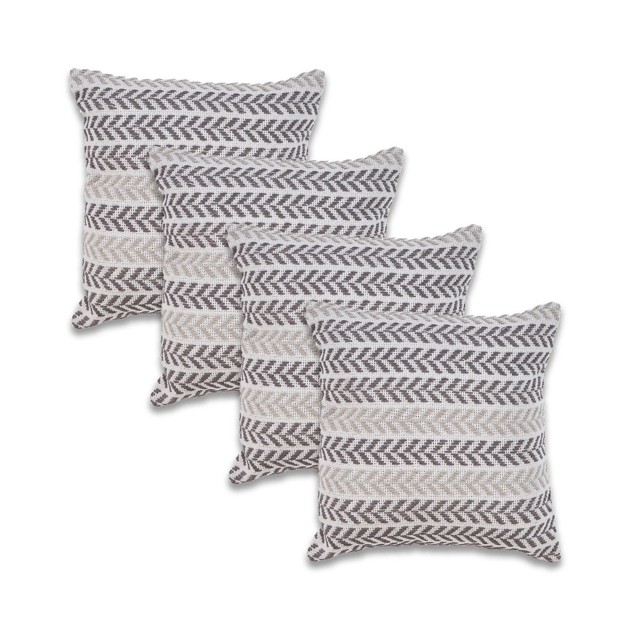 Set of Four 18" X 18" Yellow Beach Chevron Cotton Zippered Pillow