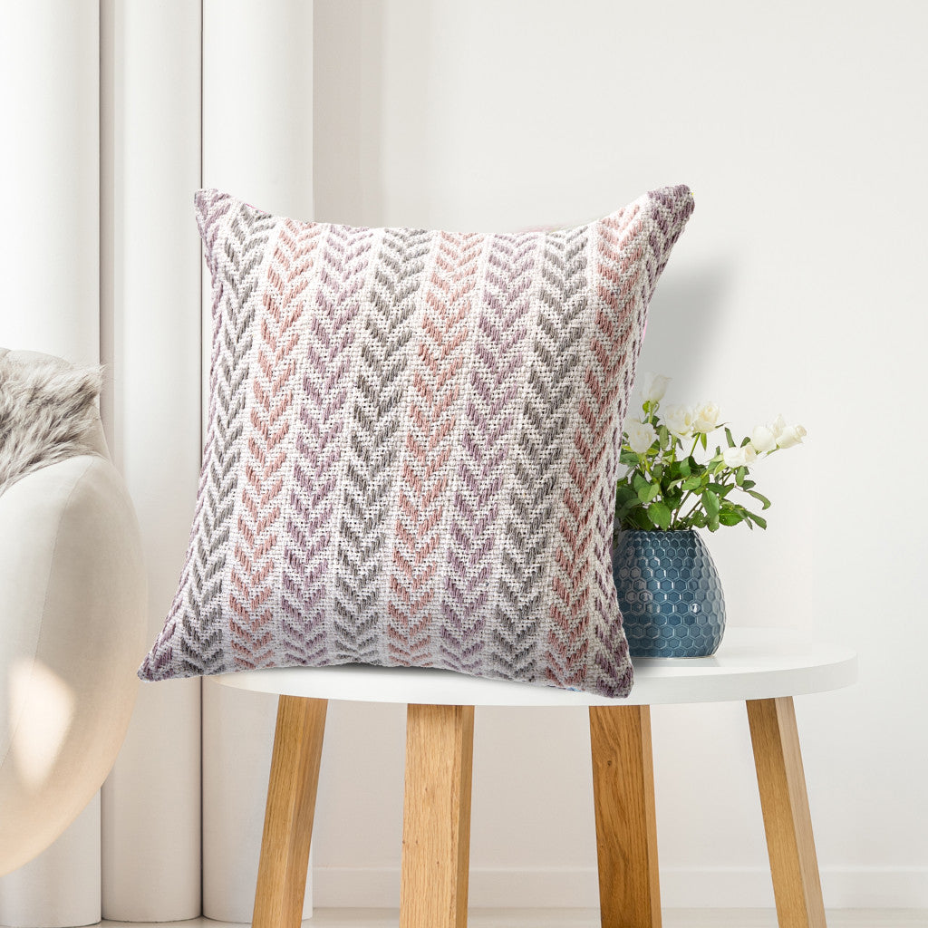 Set of Four 18" X 18" Yellow Beach Chevron Cotton Zippered Pillow