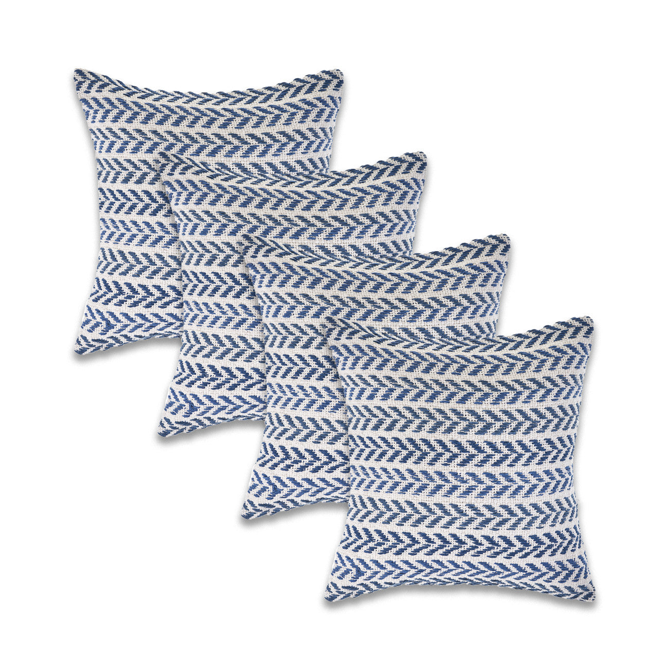Set of Four 18" X 18" Yellow Beach Chevron Cotton Zippered Pillow