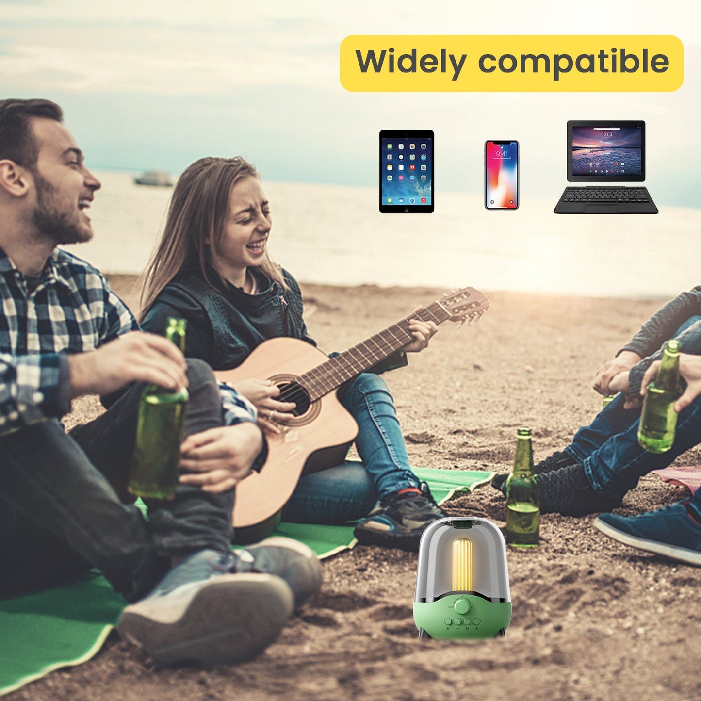 Portable Wireless Bluetooth Speaker Flickering Ambient Light