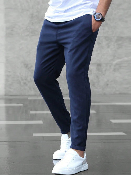 Men’s Slim Fit Casual Pants With Drawstring & Pockets