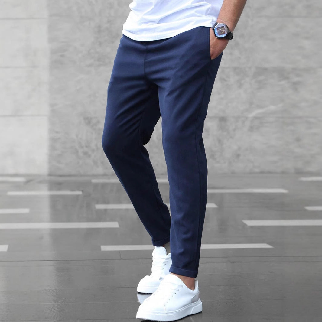 Men’s Slim Fit Casual Pants With Drawstring & Pockets