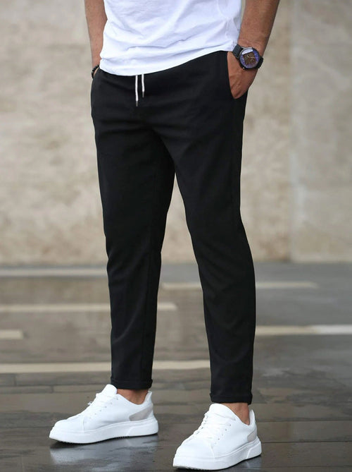 Men’s Slim Fit Casual Pants With Drawstring & Pockets