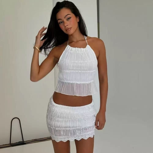 Women's Spring And Summer Backless Pleated Stripe Fabric Personalized