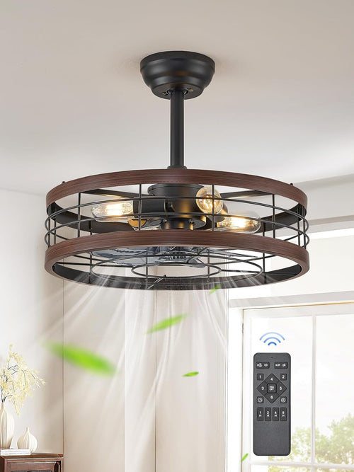 20 Inch Fandelier Caged Ceiling Fan with Light, Bladeless Ceiling Fan